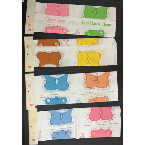 Vintage Spring Industries Care Bear Fabric Cut Panels 8 Bears Uncut - Picture 2 of 3